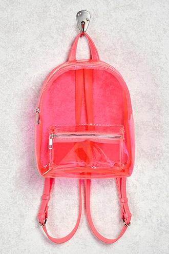 Forever21 Faux Leather Trim Clear Backpack