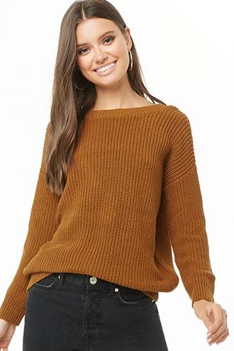 Forever21 V-back Ribbed Knit Sweater