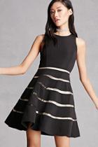 Forever21 Mesh Insert Fit And Flare Dress