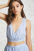 Forever21 Pinstripe Wrap Crop Top
