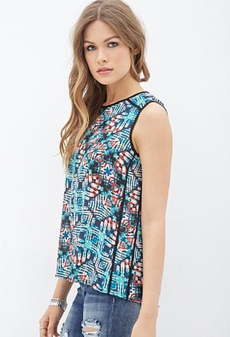 Forever21 Kaleidoscope Print Chiffon Top