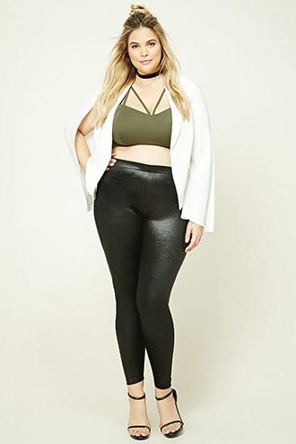 Forever21 Plus Women's  Plus Size Metallic Leggings