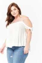 Forever21 Plus Size Gauzy Open-shoulder Crop Top