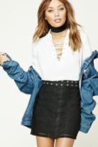 Forever21 Semi-sheer Lace-up Shirt