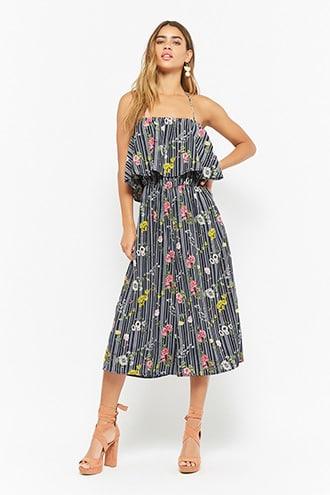 Forever21 Floral Halter Culotte Jumpsuit