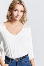 Forever21 Crinkled Lace-trim Top