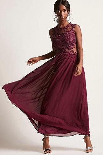 Forever21 Soieblu Chiffon And Lace Maxi Dress