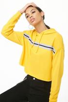 Forever21 Striped Raw-cut Hoodie