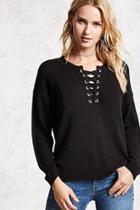 Forever21 Lace-up Purl Sweater