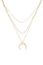 Forever21 Horn Pendant Layered Chain Necklace