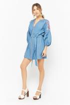 Forever21 Embroidered Chambray Peasant Dress