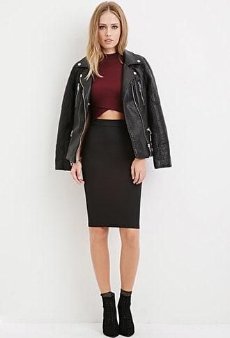 Forever21 Micro-ribbed Pencil Skirt