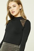 Forever21 Sheer Lace-paneled Top