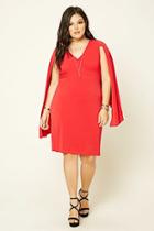 Forever21 Plus Women's  Red Plus Size Cape-sleeve Dress