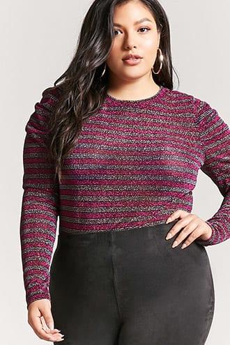Forever21 Plus Size Metallic Stripe Puff-sleeve Top