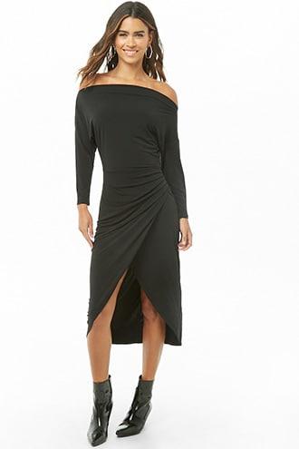 Forever21 Boat Neck Tulip Hem Midi Dress