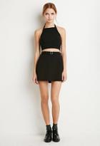 Forever21 Women's  Kick-pleat Mini Skirt (black)