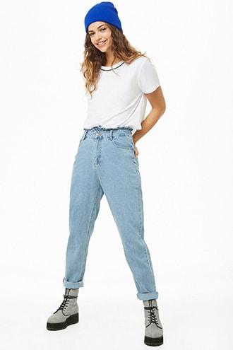 Forever21 Ruffle-trim Mom Jeans