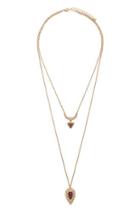 Forever21 Gold & Brown Faux Stone Layered Necklace
