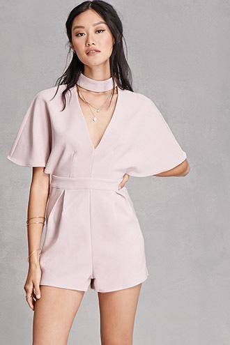 Forever21 Women's  Mauve Selfie Leslie Cutout Romper