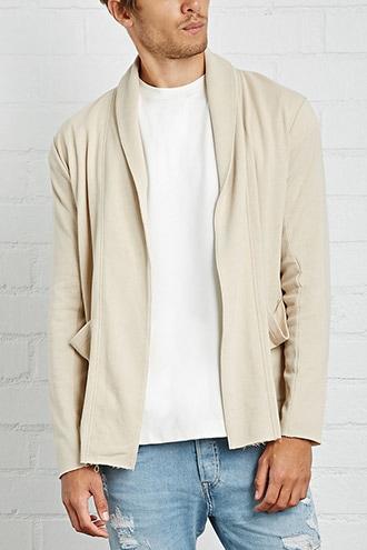 21 Men Men's  Khaki French Terry Cardigan