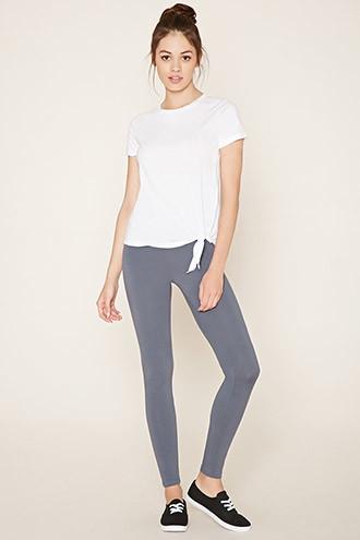Forever21 Women's  Grey Heathered Knit Leggings