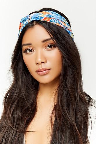 Forever21 Foliage Print Satin Headwrap