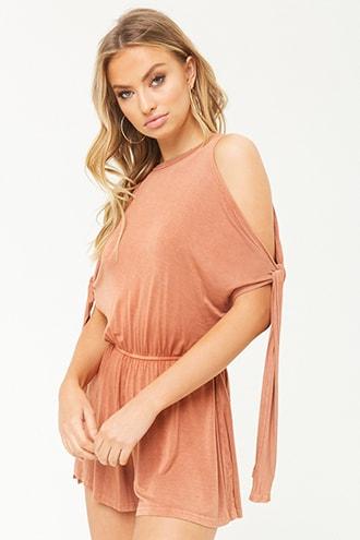Forever21 Self-tie Open-shoulder Romper