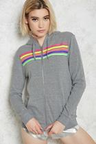 Forever21 Rainbow Piped Hoodie