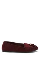 Forever21 Women's  Wine Faux Suede Tasseled Loafers