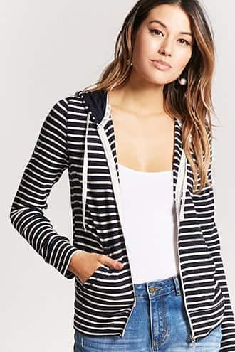 Forever21 Stripe Zip-up Hoodie