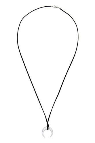 Forever21 Black & B.silver Curved Pendant Necklace
