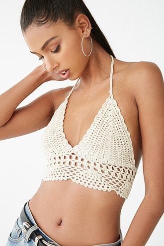 Forever21 Cropped Crochet Halter Cami