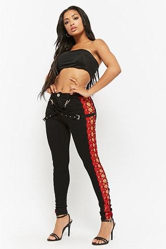 Forever21 Kikiriki Lace-up Suspender Leggings