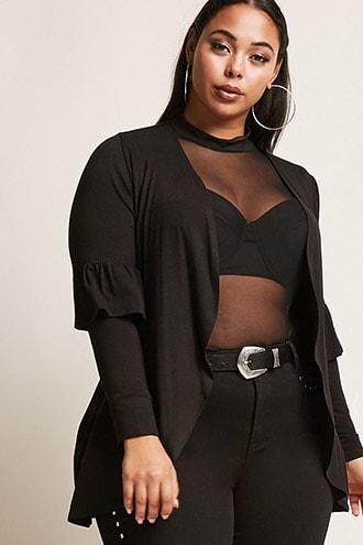Forever21 Plus Size Flounce-cuff Cardigan