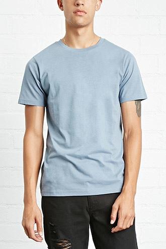 21 Men Men's  Blue Cotton Knit Tee