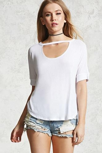 Forever21 Cutout Dolphin Hem Tee