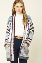 Forever21 Women's  Ribbed Tribal Pattern Cardigan