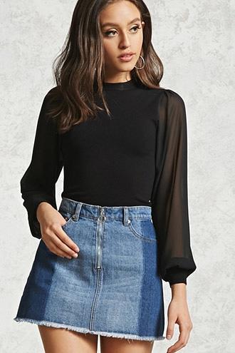 Forever21 Contemporary Sheer-sleeve Top
