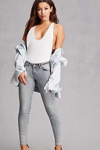Forever21 Rhinestone Skinny Jeans