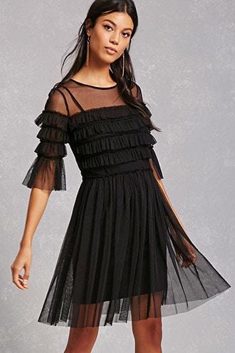 Forever21 Semi-sheer Mesh Flounce Dress