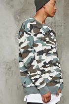 21 Men Men's  Green & Taupe Camo Print Sweatshirt