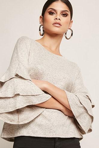 Forever21 Tiered Heathered Knit Top