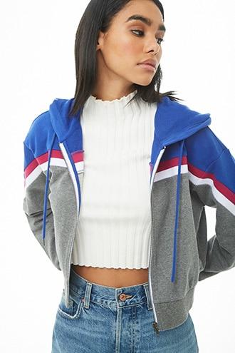 Forever21 Hooded French Terry Colorblock Jacket