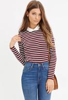 Forever21 Contrast Collar Striped Shirt