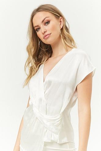 Forever21 Satin Twist-front Top
