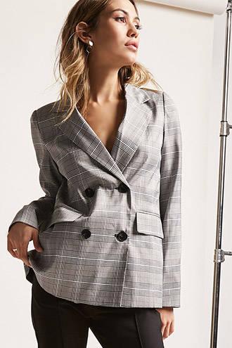 Forever21 12x12 Plaid Double-breasted Blazer