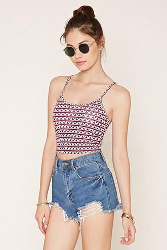 Forever21 Women's  Geo Print Cropped Cami