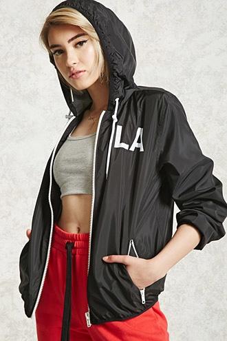 Forever21 La Graphic Hooded Windbreaker