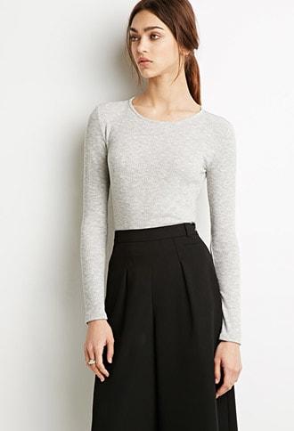 Forever21 Heathered Rib Knit Top